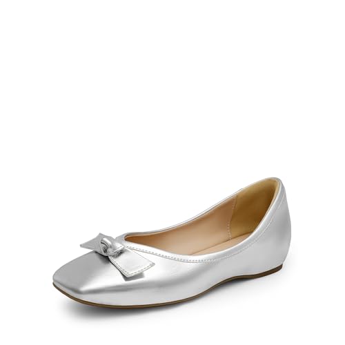 DREAM PAIRS Women's Low Wedge Dressy Flats, Comfortable Square Toe Rhinestone Wedding Shoes,Size...