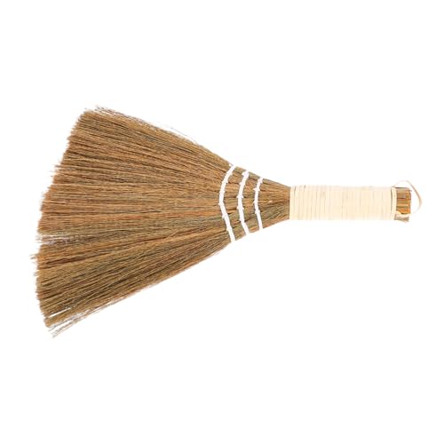 VICASKY Handmade Small Desk Broom 28x20cm Natural Straw Cleaning Brush Soft Bristles Household Desktop Duster for Tabletop and Kitchen Cleaning