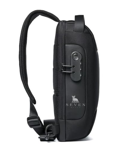 SEVEN BYTES Sac à bandoulière à bandoulière pour homme, sac latéral, sac à bandoulière pour homme, noir, Noir, Petit sac à bandoulière pour homme - Sac latéral pour homme