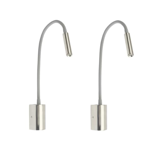 XDIAN 3W LED Indoor Wall Lamp Show Picture Light Fixture with Rocker Switch,Flexible Pipe Spotlight,Bedroom Bedside Reading Lighting,Nickel Finish Wall Sconce Light,3000K(2 Packs)