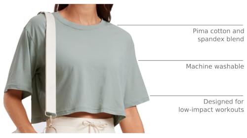 Image of CRZ YOGA Pima Cotton High Neck Crop T-Shirt | Workout, Naturally Soft, Loose Fit, Short Sleeve Tops for Women