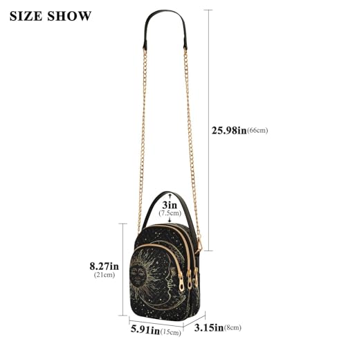 Crossbody Bags Crossbody Purse Chest Bag Golden Sun Moon Stars Boho for Women Trendy3