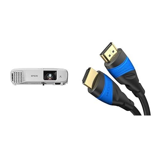 Epson EB-FH06 Videoproiettore Full HD 1080p 1920 x 1080, 16:9, contrasto 16.000:1, Tecnologia 3LCD & KabelDirekt – Cavo HDMI 4K con schermatura A.I.S., progettato in Germania – 5m