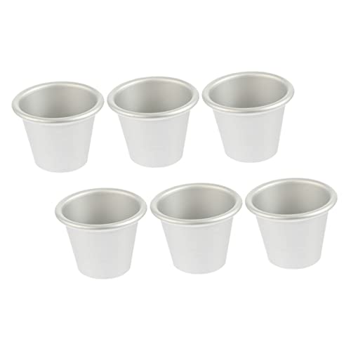 Unomor 6Pcs Round Baking Non Stick Cake Baking Pan for Pudding Cupcakes and Desserts High Temperature Easy to