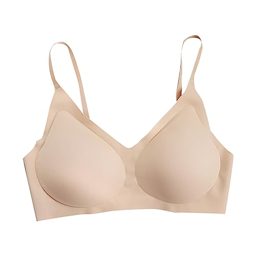 DABAOK Sujetador deportivo para mujer - Sujetador triangular con tirantes convertibles - Sujetador de entrenamiento para mujer, beige, L