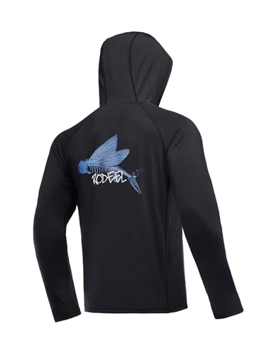 Rodeel UPF 50+ Long Sleeve Shirts for Men, Fishing Hoodie & Built-in Mask