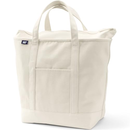 Lands' End Natural Zip Top Canvas Tote Bag Natural/natural Large