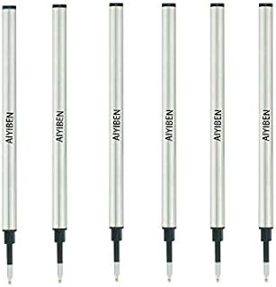 4.37'' Rollerball Pen Refills, Roller Ball Fine Point 0.5mm, German Ink Refill Pack of Replaceable Pen Refills Medium Point(6 Pack) (Black)