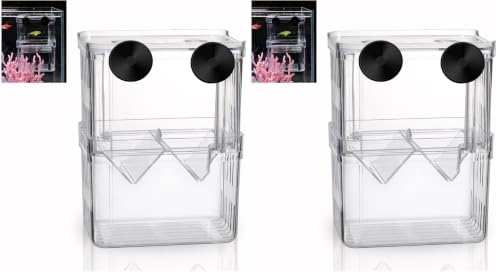 Image of Boxtech Aquarium Fish Tank Hatchery Incubator Breeding Box, Acrylic White Breeder Isolation Divider Hatching Boxes Accessory Small Baby Fishes Shrimp Clownfish Guppy (Pack of 2)