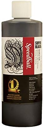Speedball - 3378 Super Black India Ink, 1 Pint - 404696