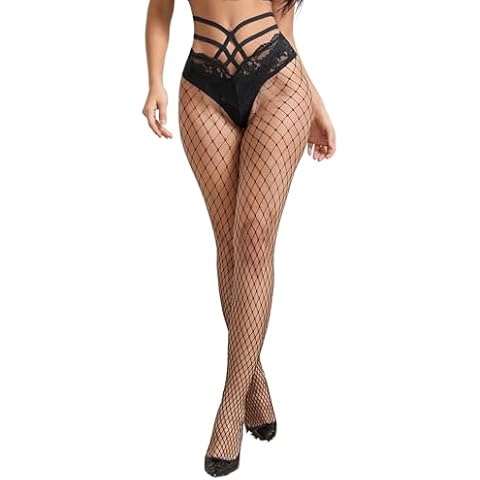 sunshinelady Fishnet Stockings for Women Lace Tights Plus Size Sexy High Waist Pantyhose Black XS-M (Box Package) Cover
