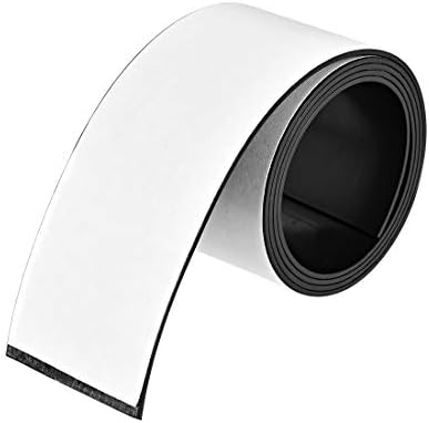 sourcing map Adhesive Black Magnetic Strip W White Cover 2 23/64 Inch x 3.3 Feet x 1/16Inch