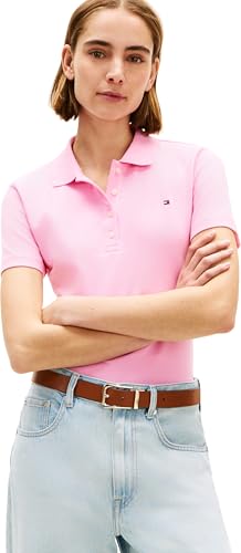 Polo piqué fin 1985 Tommy Hilfiger rose taille M au tissage haut de gamme