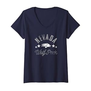University of Nevada Reno Wolf Pack Logo V-Neck T-Shirt
