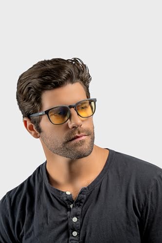 Image of GUNNAR - Premium Gaming and Computer Glasses - Blocks 65% Blue Light - Oakland, Onyx, Amber Tint