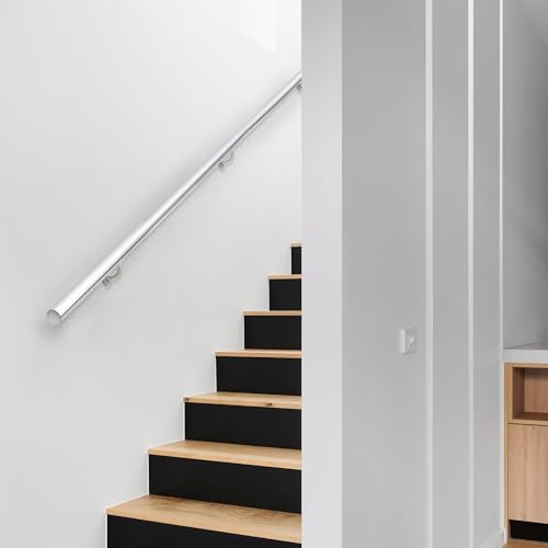 2FT Modern Aluminum Handrail Set, handrails for Indoor Stairs,Deck,Slope, Wall Mounted Staircase handrails, Zink Alloy Brackets Included,Rust Free. (Anodized Silver, 2 FT) by Picesa - Image 5