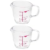 SHINEOFI Tazas Medidoras 15 Ml de Pequeño Tamaño 2 Piezas Material As Transparente Resistente al Desgaste Taza Graduada para Líquidos y Cocina Herramienta de Medición para Hogar y
