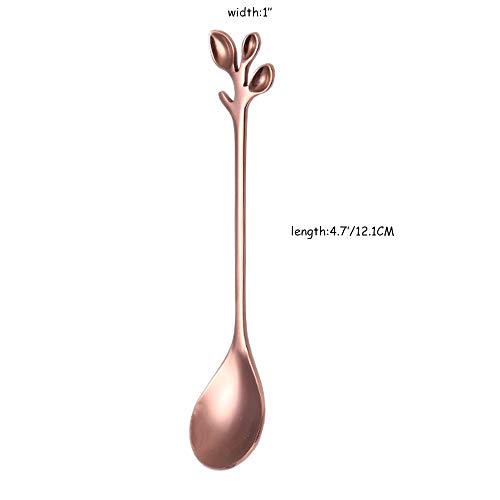 Demitasse Espresso Spoon Set Of 6 Leaf Specialty Spoons Stainless Steel Teaspoons Mirror Polishing Coffee Spoons For Dessert Sugar Tea Appetizer (Rose Gold) #TOP2