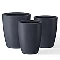 Kante 18.1",20.5",22.4" H Tall Round Concrete Planters Set of 3, Outdoor Indoor Modern Decorative Plant Pots with Drainage Hole & Rubber Plug for Home & Garden Charcoal