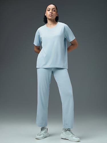 Image of TECHNOSPORT Women Relaxed Fit Cubic Melange Round Neck T-Shirt | Quick Dry Polyester Casual Tee with UPF 50+ UV Protection, Anti-Microbial & Double Cool Technology