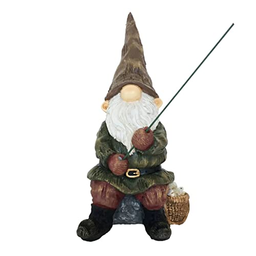 TRUE TO NATURE Garden Gnome with Resin Fishing Rod 25cm