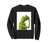 Disney The Muppets Kermit The Frog Thinking Side Portrait Sweatshirt, Adult Unisex, Black, Small