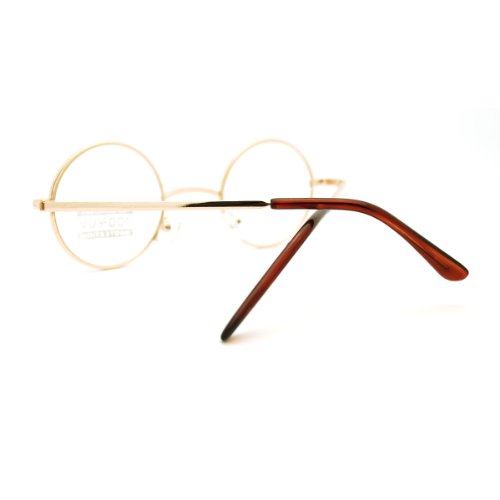Juicyorange Gold Round Circle Clear Lens Eyeglasses Small Size Thin Frame Unisex Glasses #TOP3