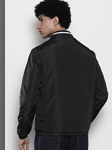 Image of The Indian Garage Co Men Slim Fit Solid Bomber Jackets