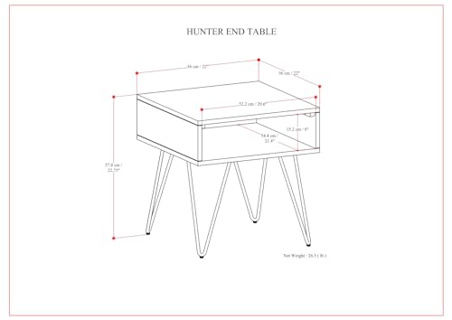 Image of SIMPLIHOME Hunter 22 inch Wide Metal Rectangular End Table in Walnut