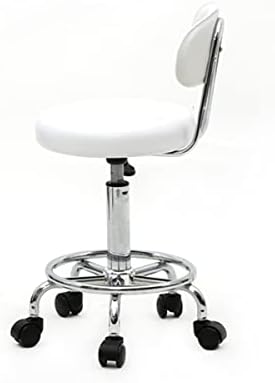 Miniatura 5 de Taburete de bar, moderno taburete redondo giratorio con respaldo, silla de bar de piel sintética giratoria de 360 sin brazos con altura ajustable