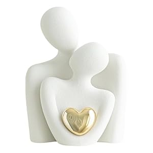 Ceramic Couple Statue – Modern Shelf Decor Knick Knacks for Shelves, Valentine’s Day Wedding Gifts, Home Decor for Living Room, Bedroom, Bookshelf & TV Stand (L)