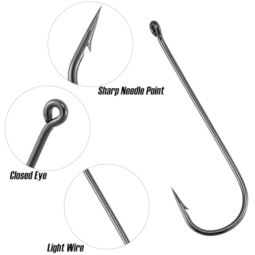 Dr.Fish 100 Pack Aberdeen Fishing Hooks Freshwater, Straight Shank Light Wire Worm Hooks for Bass/Crappie/Bream/Bluegill/Panfish - Image 6