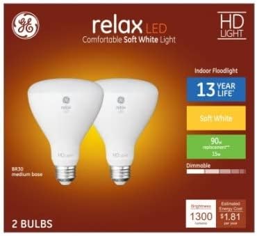 Relax HD LED 90 W de repuesto, blanco suave, bombillas de reflector para interiores BR30 (paquete de 2)