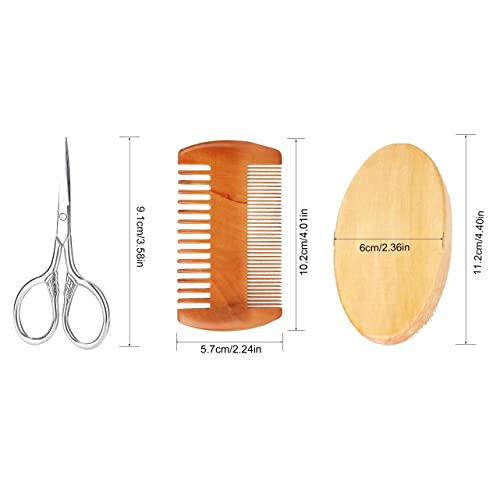 Bartpflege Set, Wildschweinborsten BartbüRste Bartkamm Bartschere Bartpflege Geschenkset MäNner Geschenk