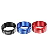 LAPYAPPE 3個 エアコンノブカバー スバル フォレスター対応 内装アクセサリー 車用ダイヤルトリム 飾りリング レッド ブルー ブラック 取付簡