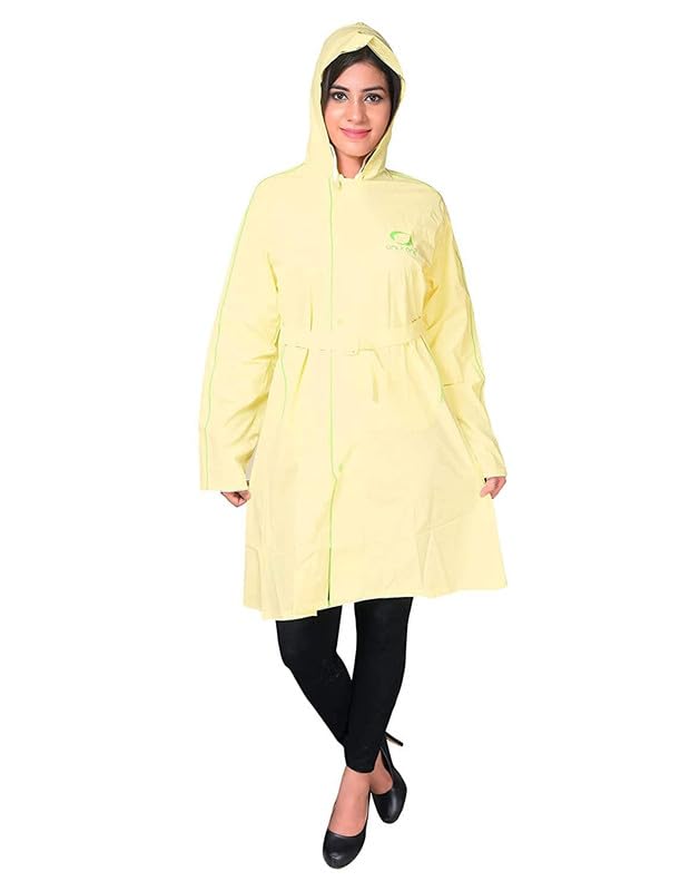 vkg Yellow Girls/Ladies Raincoat with Side Pocket, One-Piece Light Weight Raincoat (Medium)-picture-15