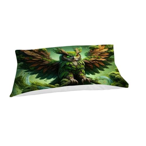 Housse de couette 3D enfants Green Owl parure de lit single 135x200cm