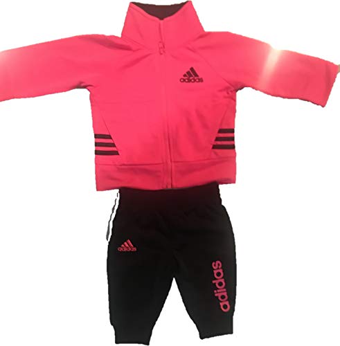 adidas Baby Girls' Tricot Zip Jacket and Pant Set (Neon Pink 663, 24 Month)