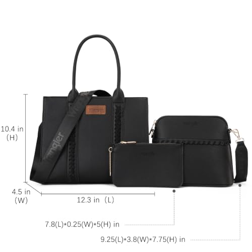 Image of Wrangler 3PCS Purses for Women Tote Bag Crossbody Handbag and Wallet Set with Guitar Strap