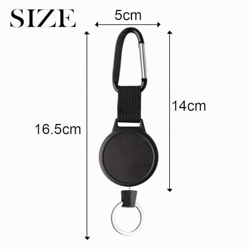 Kuuqa 2 pièces Heavy Duty Retractable Key Chain Reel avec 39 pouces Steel Wire Rope – vue 4