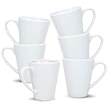 UNIQUE HOME LIVING Coffee Mug Set of 6, 340ml White Porcelain Coffee Mugs for Milk Hot Cocoa Latte Coffee Mugs with Handle, Tea Mugs, Microwave and Dishwasher Safe