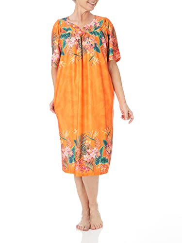 Image of AmeriMark Casual Women's Patio Muumuu House Dress Loose Comfortable Short Sleeve Sun Dress Lounger Gown Sleepwear for Ladies