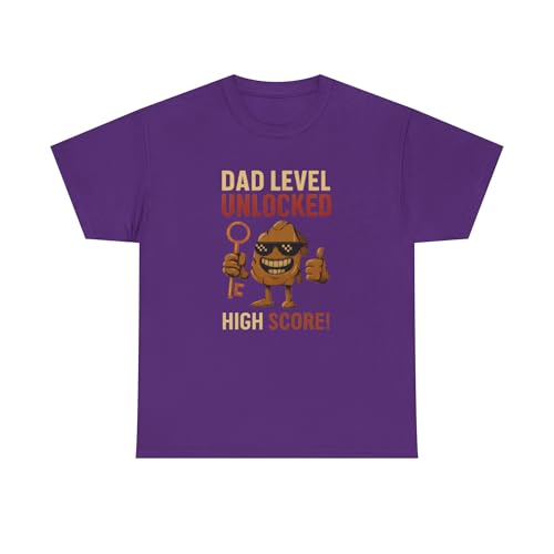 Mens -Dad Level Unlocked T-Shirt | Fatherhood Gaming Tee, High