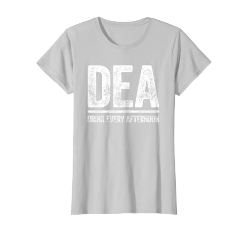 DEA Drink Every Afternoon Shirt Funny Men Women Drinking T-Shirt, Women, Silver Grey, Small