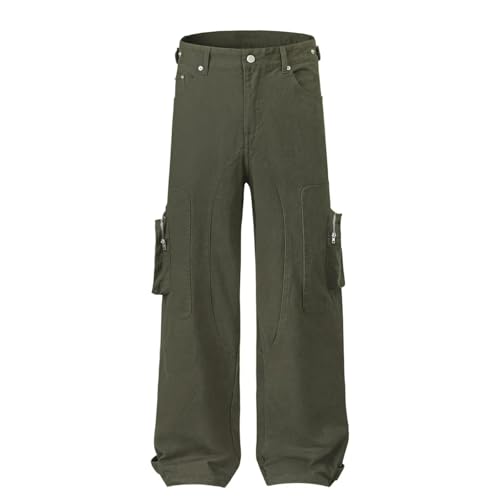 Jeans Pants Trouser Denim Retro Trendy Street Multi Pocket Personalized Casual Commuter Straight Leg for Men3