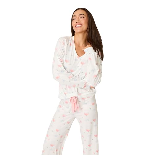Image of PJ Salvage Women's [Amazon Exclusive] Cloud Jersey Open-bottom Pajama 2-piece Pj Set