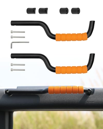 Image of ROADER Bronco Front Grab Handles - Aluminum Orange Non-Slip Roll Bar Handles for 2021-2023 Ford Bronco 2 /4 Door, Interior Accessories (Not Fit Rear Seat)