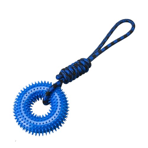 Genérico Squeaky Toys, Spiky Ring Chewing Trainer mit Leine, tragbares Hundespielzeug für Aggressive Chewers, Teething, Boredom Relief, Backyard, Park,...