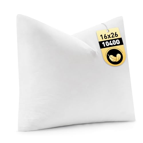 MIULEE 16x26 Inch Down Feather Pillow Insert Fluffy and Comfy Throw Pillow with Cotton Fabric for Bed Couch and Sofa