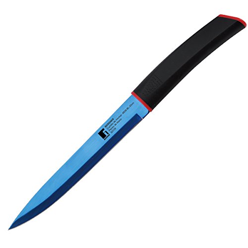 Bergner Cuchillo Trinchador, 20 Cm, Color Negro, Azul Y Rojo, Acero Inoxidable
